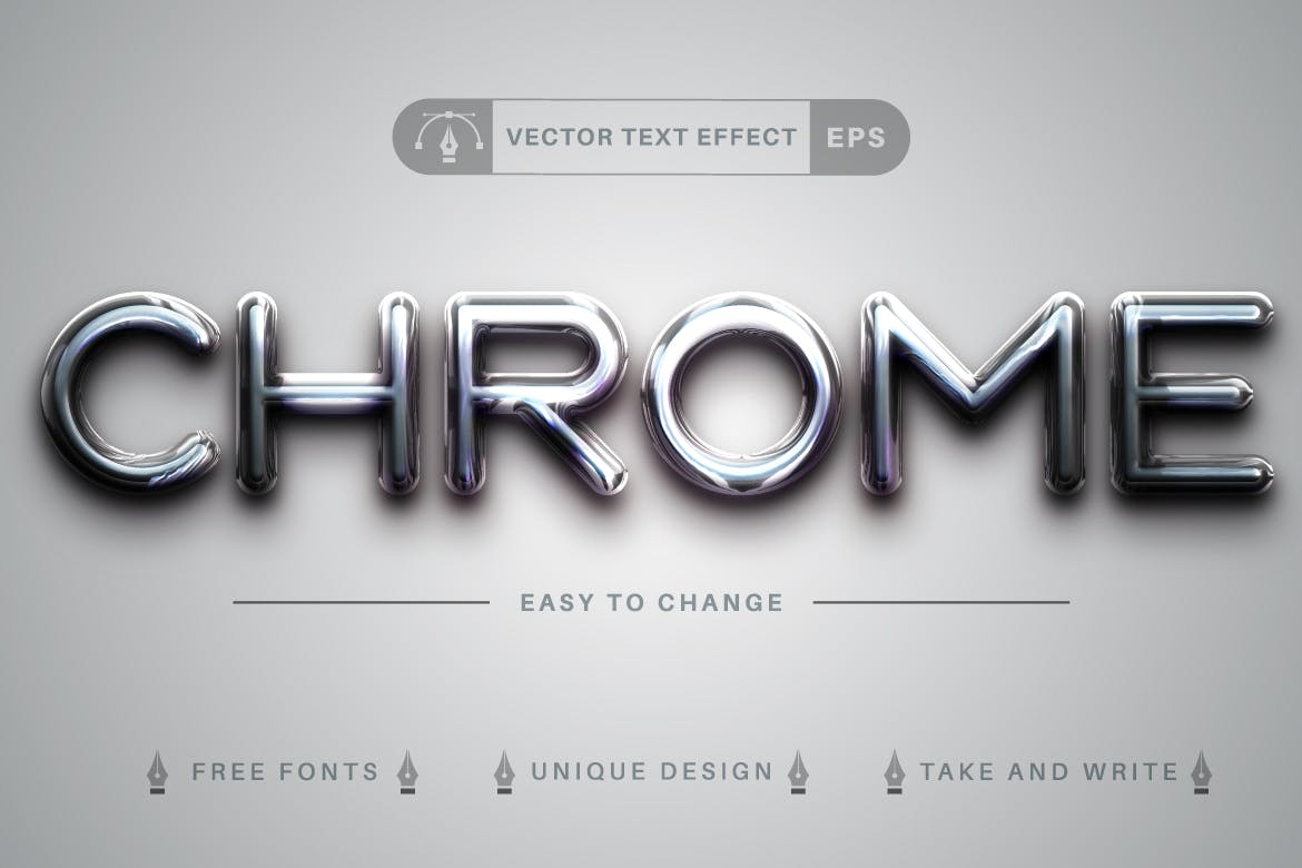 10种金属矢量文字效果字体样式 Set 10 Metal Editable Text Effects, Font Styles 插件预设 sucaiwan.com