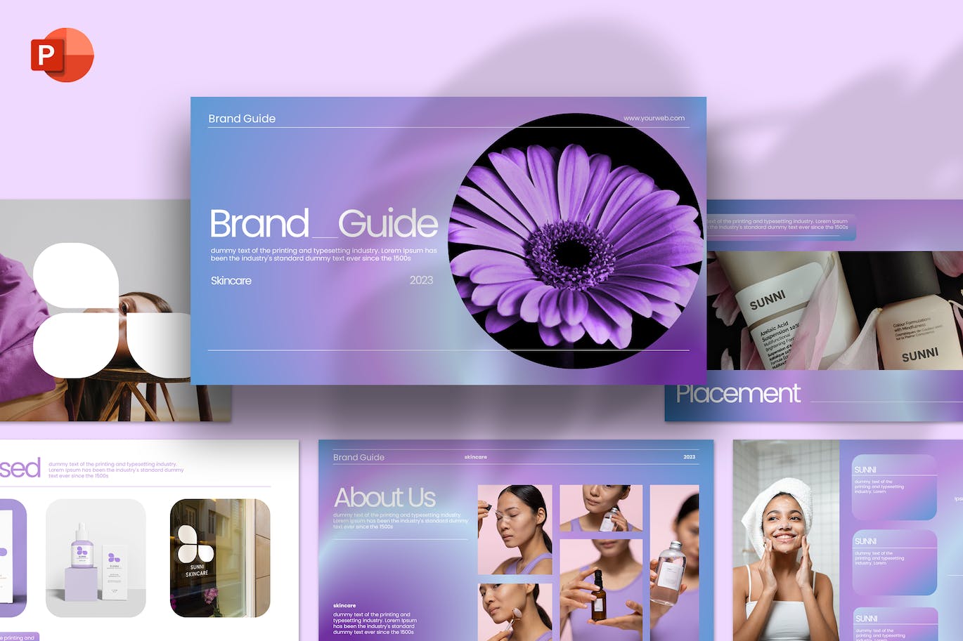 美妆品牌指南Powerpoint模板下载 Sunni Brand Guide – PowerPoint 幻灯图表 sucaiwan.com