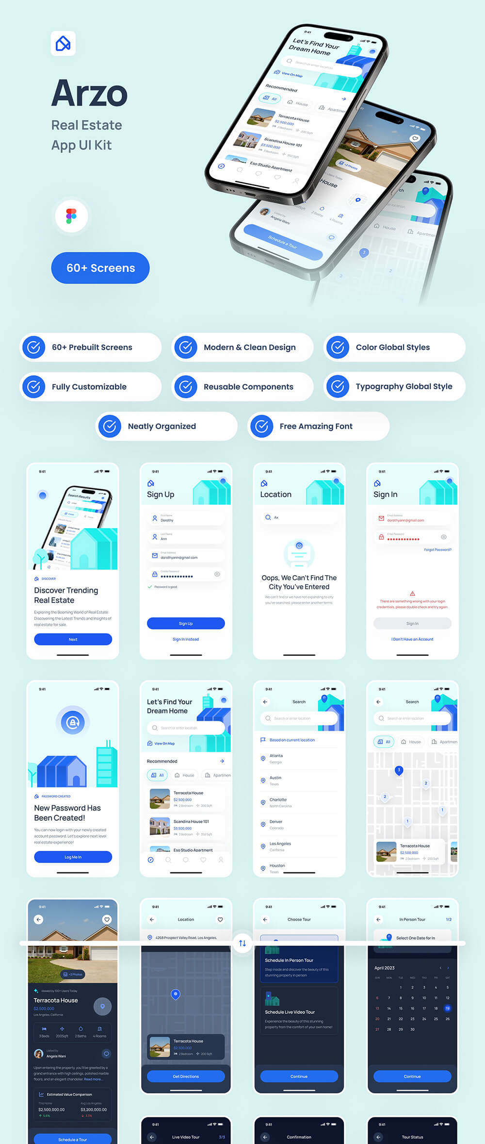 高品质房地产应用程序UI套件 APP UI sucaiwan.com
