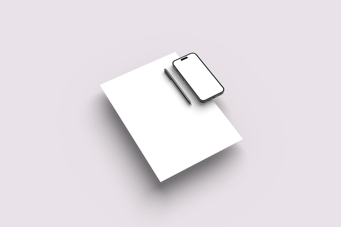 文件纸&iPhone 14 Pro手机样机图 Paper and iPhone 14 Pro Mockup 样机素材 sucaiwan.com