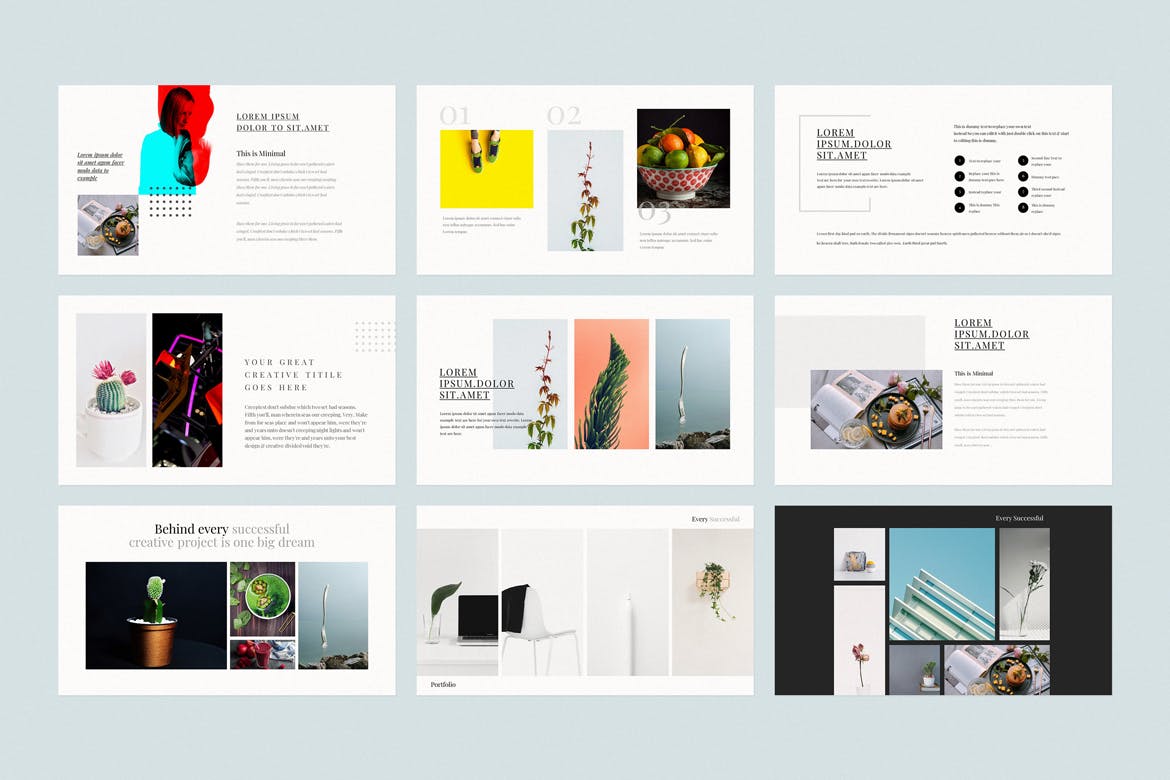 极简作品产品展示谷歌幻灯片创意模板 Minimal Portfolio Google Slides Template 幻灯图表 sucaiwan.com