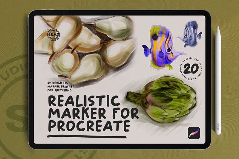 30个马克笔效果Procreate笔刷 笔刷资源 sucaiwan.com