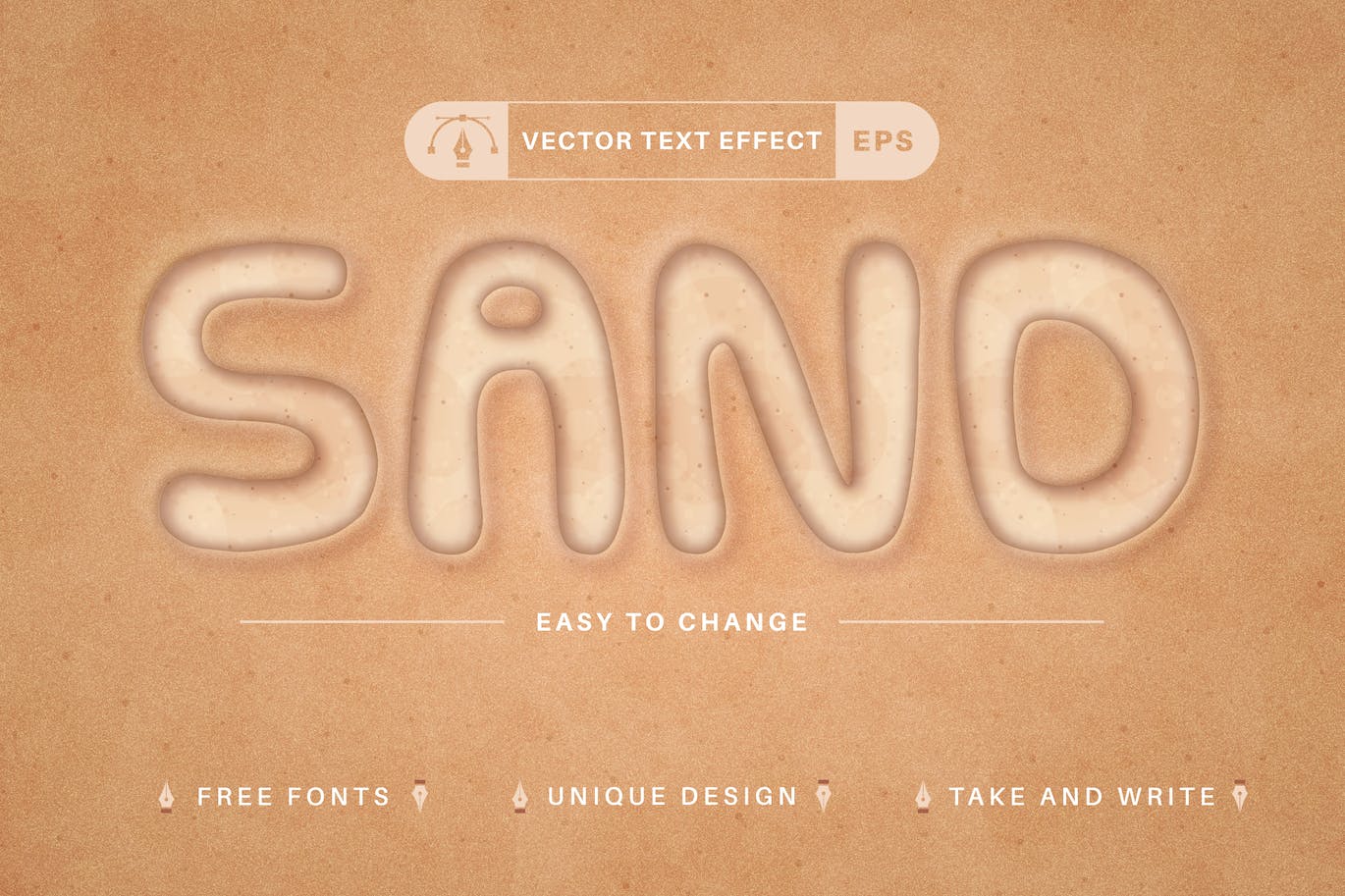 沙滩矢量文字效果字体样式 Sand Beach – Editable Text Effect, Font Style 插件预设 sucaiwan.com