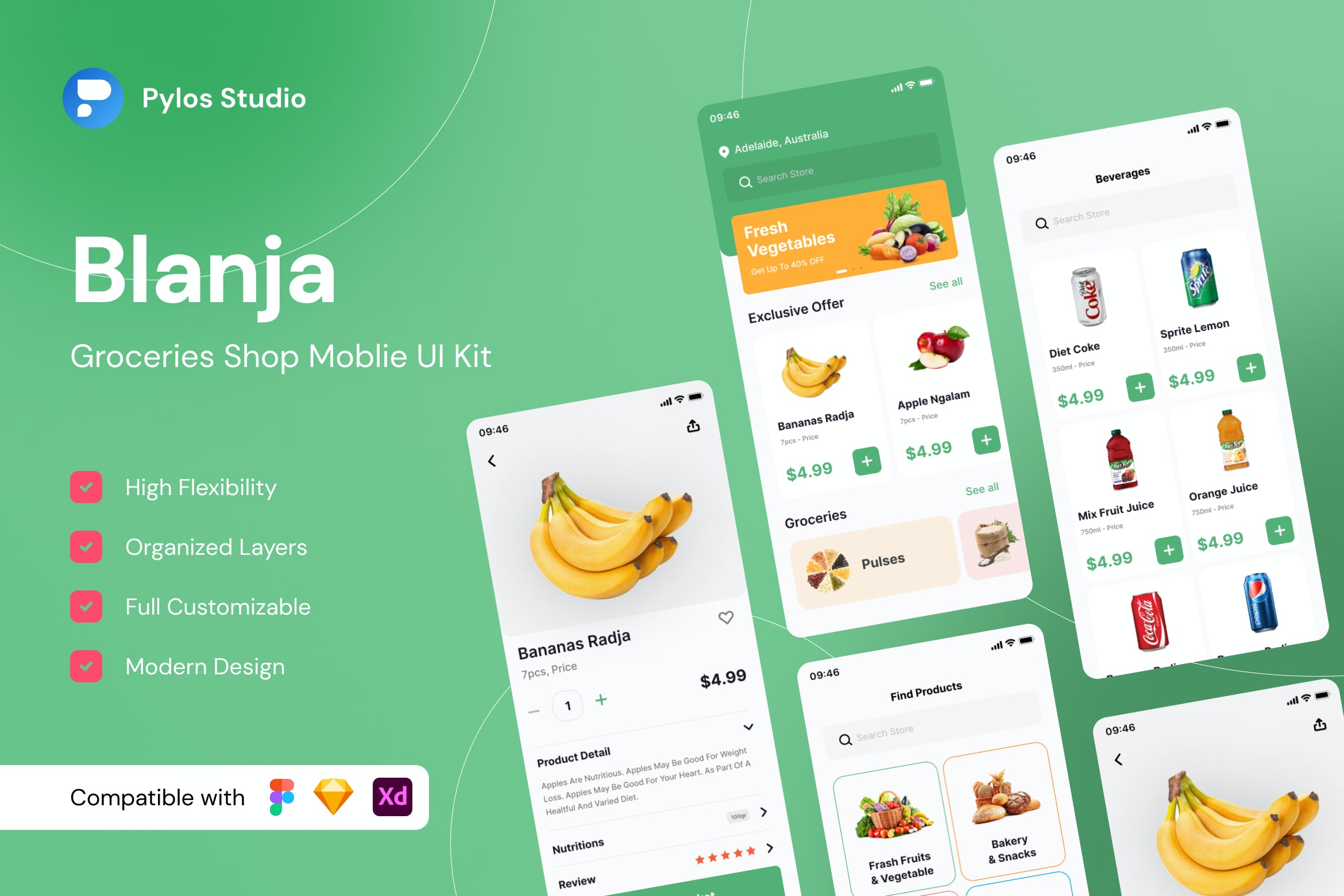 食品杂货店App应用程序界面设计UI套件 Blanja – Groceries Shop Mobile App UI Kits APP UI sucaiwan.com