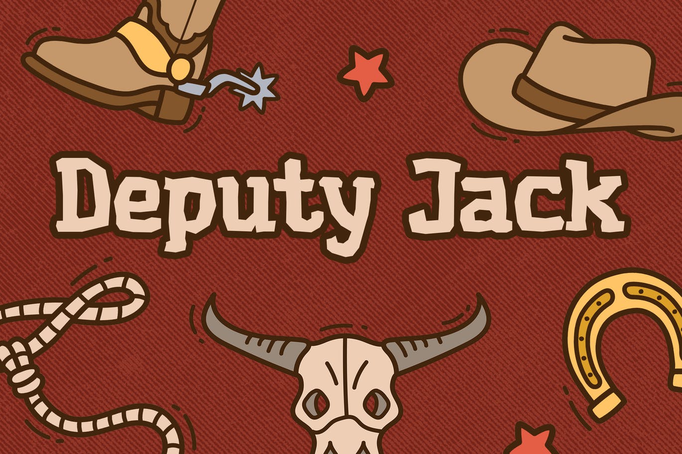 西部牛仔儿童卡通衬线字体素材 Deputy Jack – Western Kids Font 设计素材 sucaiwan.com