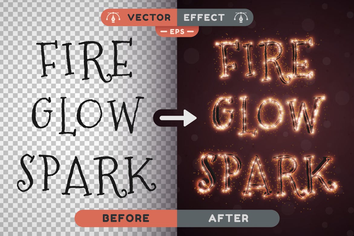 火花矢量文字效果字体样式 Hell Sparkle – Editable Text Effect, Font Style 插件预设 sucaiwan.com
