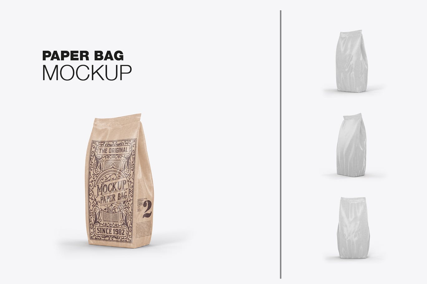 牛皮纸食品袋设计样机图 Set Kraft Food Bag Mockup 样机素材 sucaiwan.com