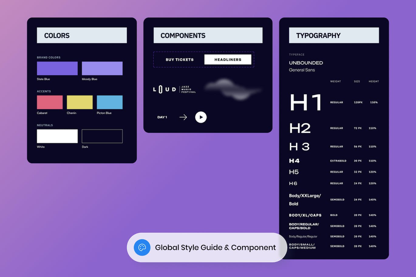 音乐节网站着陆页UI设计模板 Loud – Music Festival Landing Page APP UI sucaiwan.com