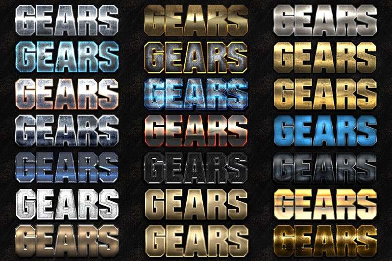 100种金属文字特效图层样式，PSD ASL格式 图片素材 sucaiwan.com