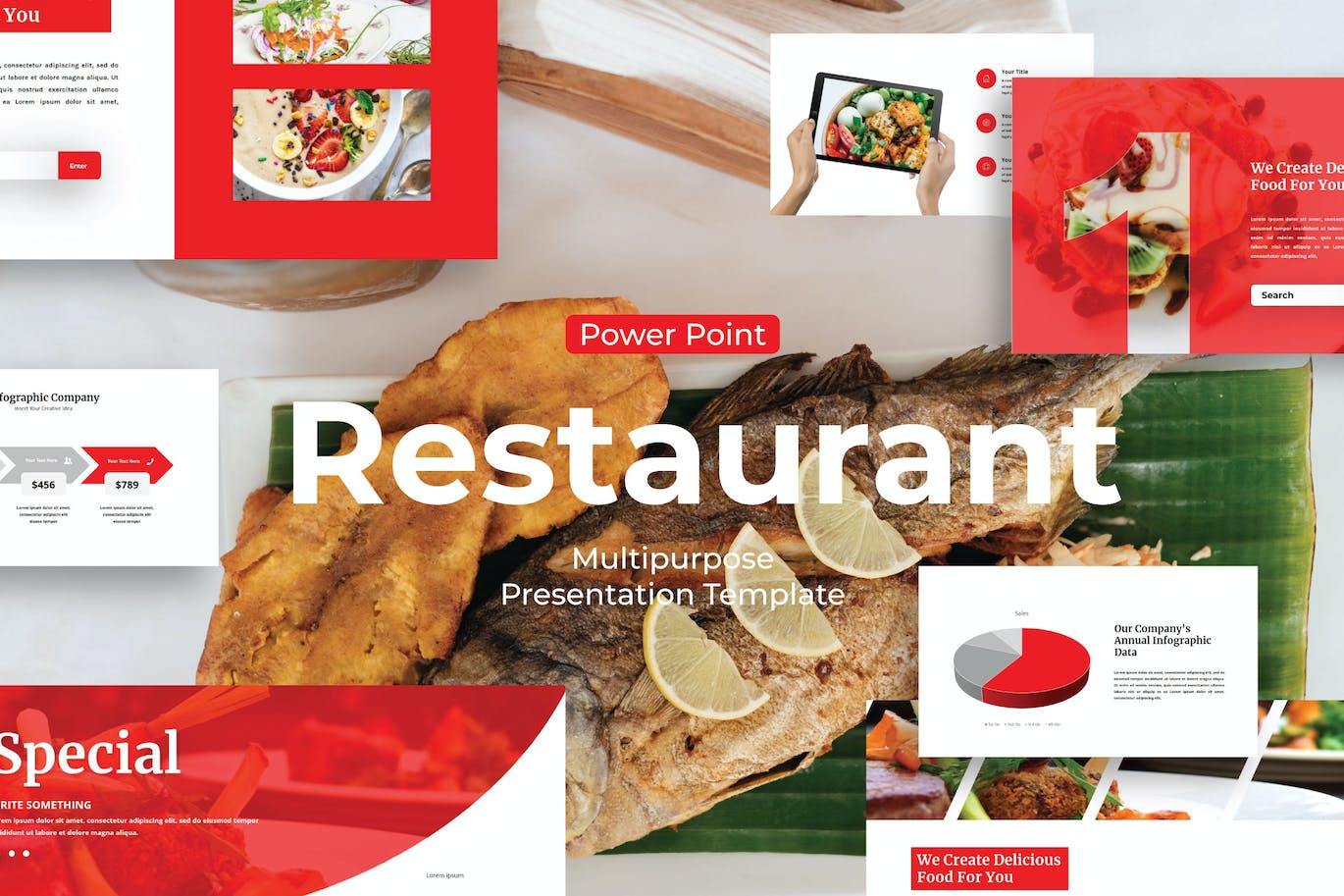 餐馆餐厅推广PPT幻灯片模板 Restaurant – PowerPoint Template 幻灯图表 sucaiwan.com