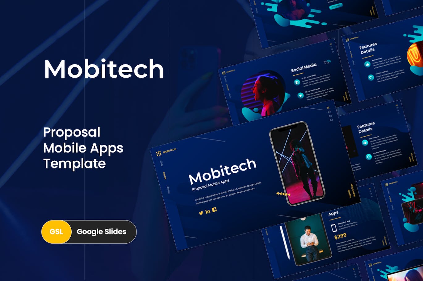 手机科技提案Google幻灯片设计模板 Mobitech – Mobile Proposal Google Slides Template 幻灯图表 sucaiwan.com