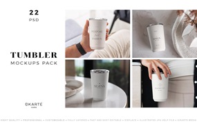 玻璃饮水杯包装设计样机素材包 Tumbler MockUps Pack