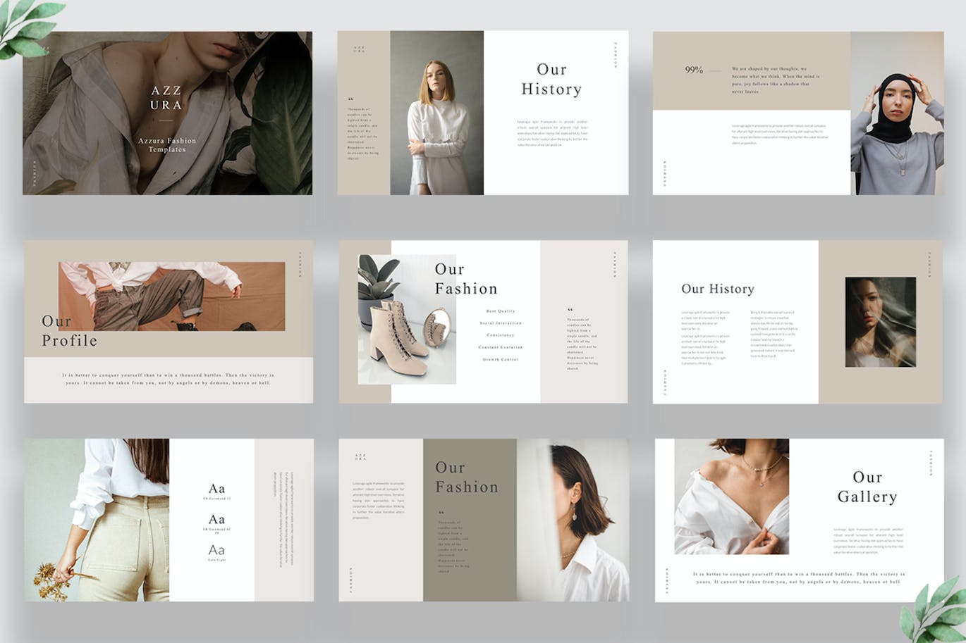 Lookbook时装图册谷歌幻灯片创意模板 Azzura Lookbook Google Slides 幻灯图表 sucaiwan.com