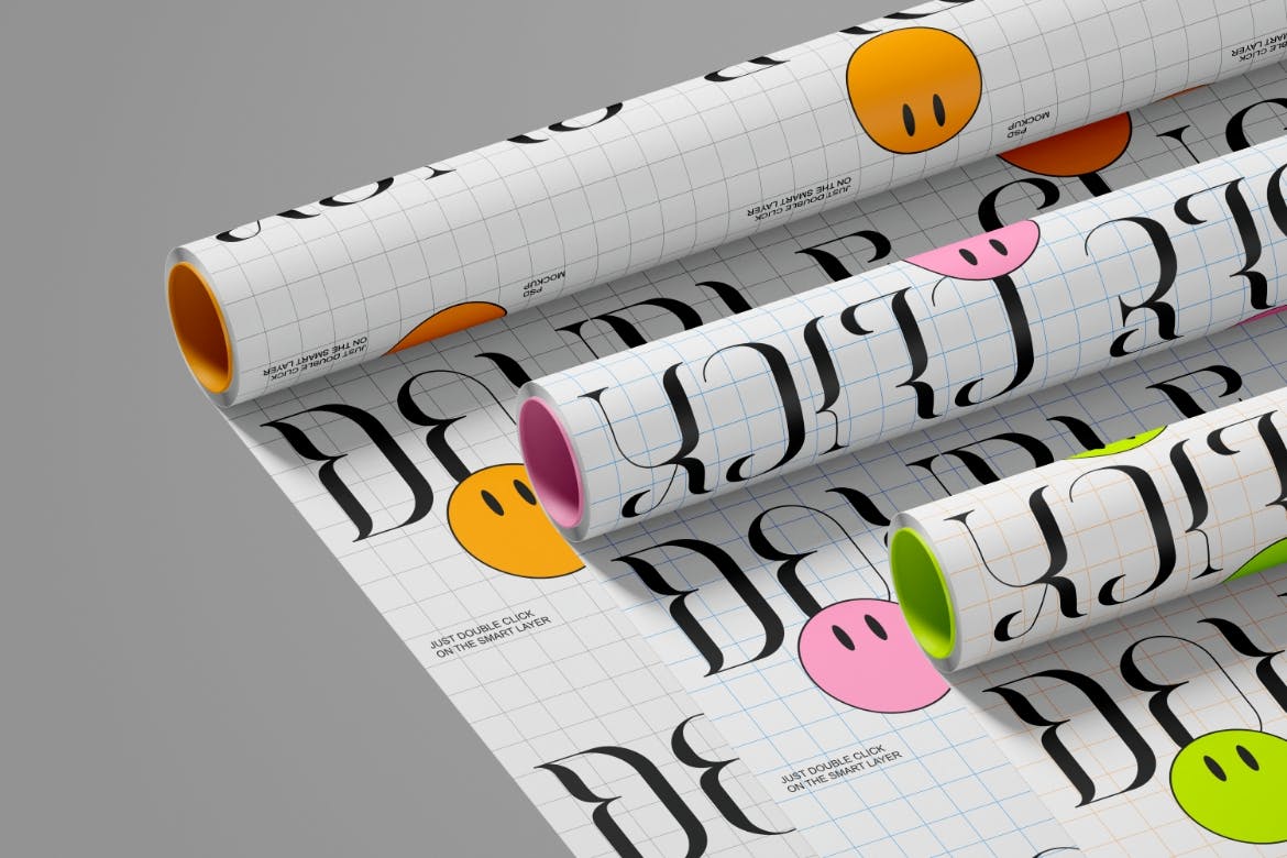 卷轴包装纸设计样机图psd模板 Wrapping Paper Mockup 样机素材 sucaiwan.com