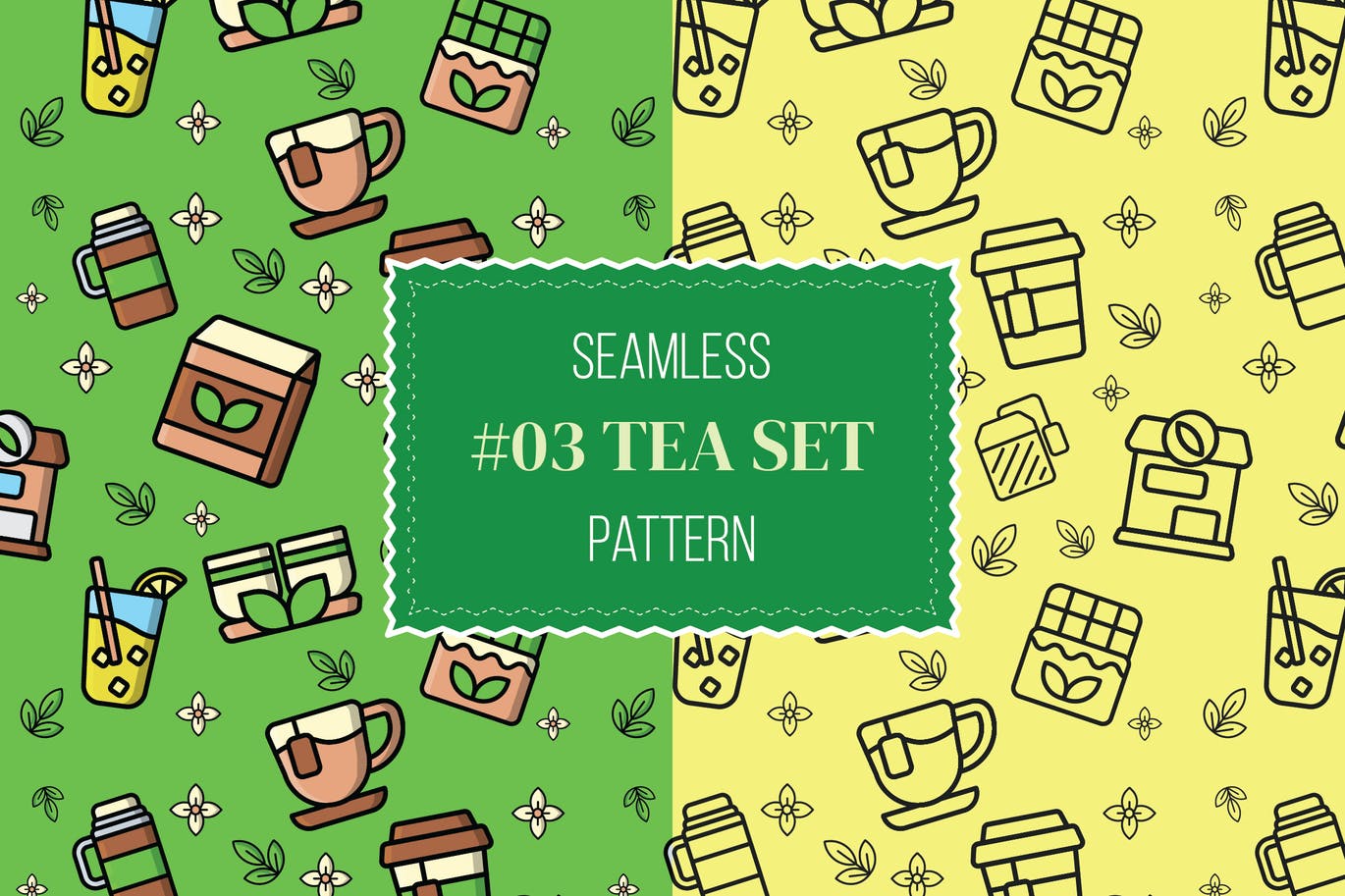 茶具无缝图案背景套装 #03 tea seamless pattern set 图片素材 sucaiwan.com