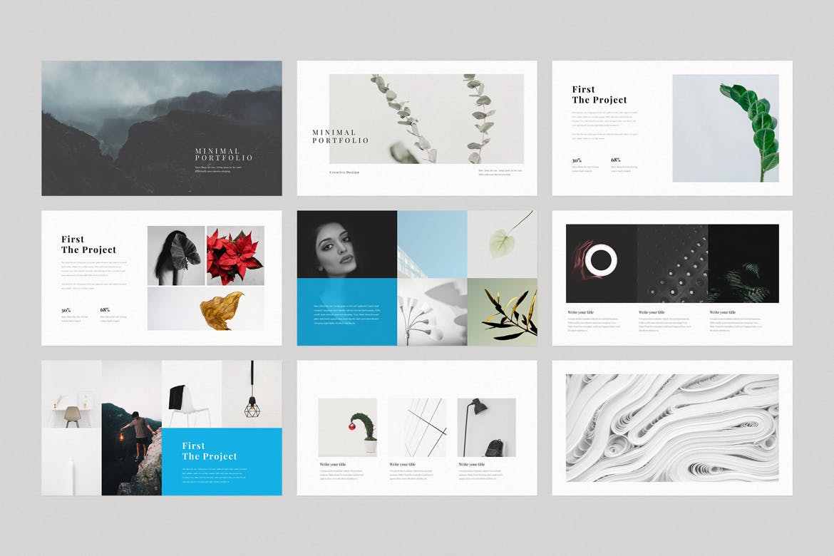 代表作品集Google幻灯片模板下载 Portfolio Google Slides Template 幻灯图表 sucaiwan.com