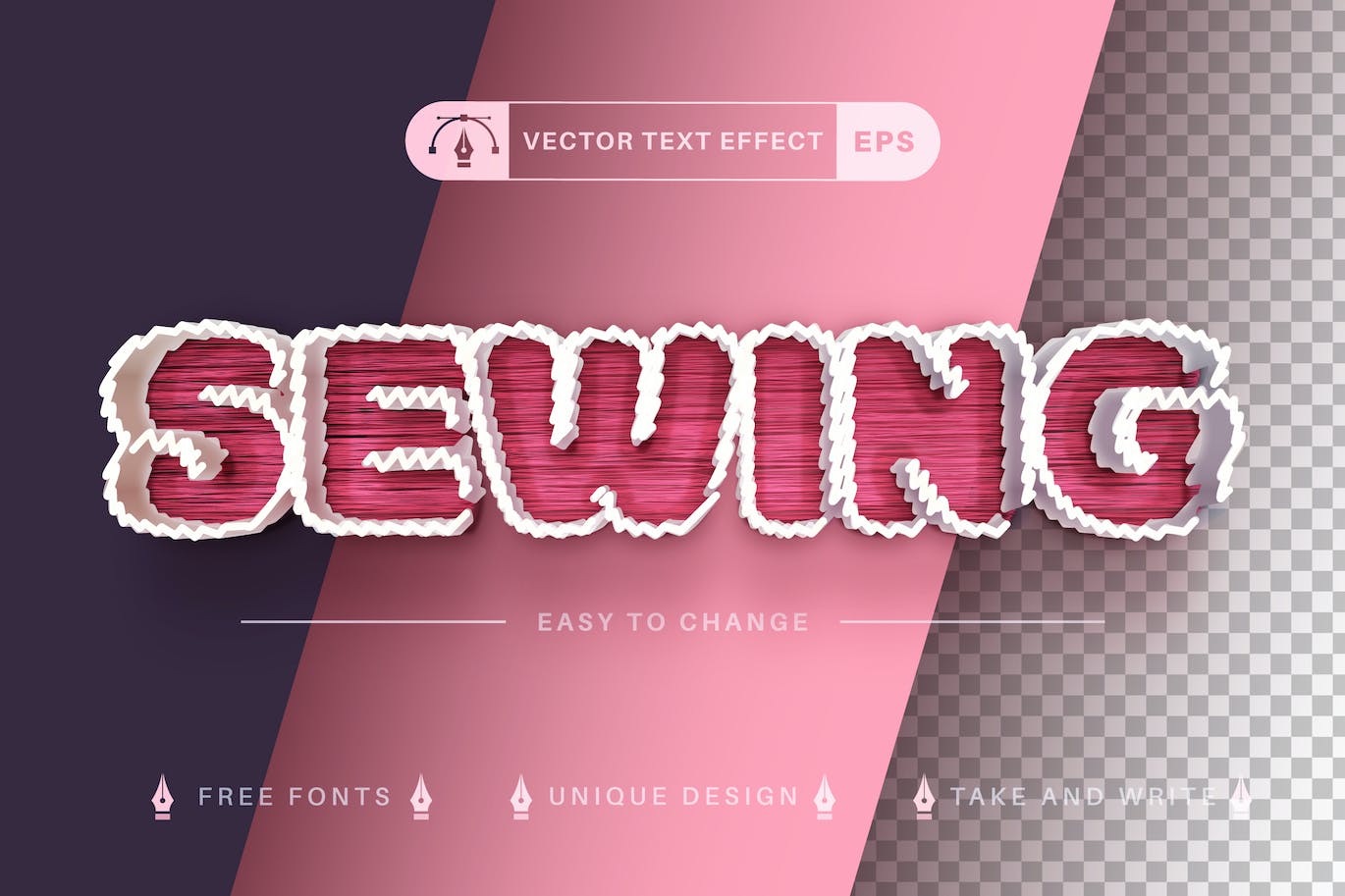 锯齿边框线条矢量文字效果字体样式 Thread – Edit Text Effect, Editable Font Style 插件预设 sucaiwan.com