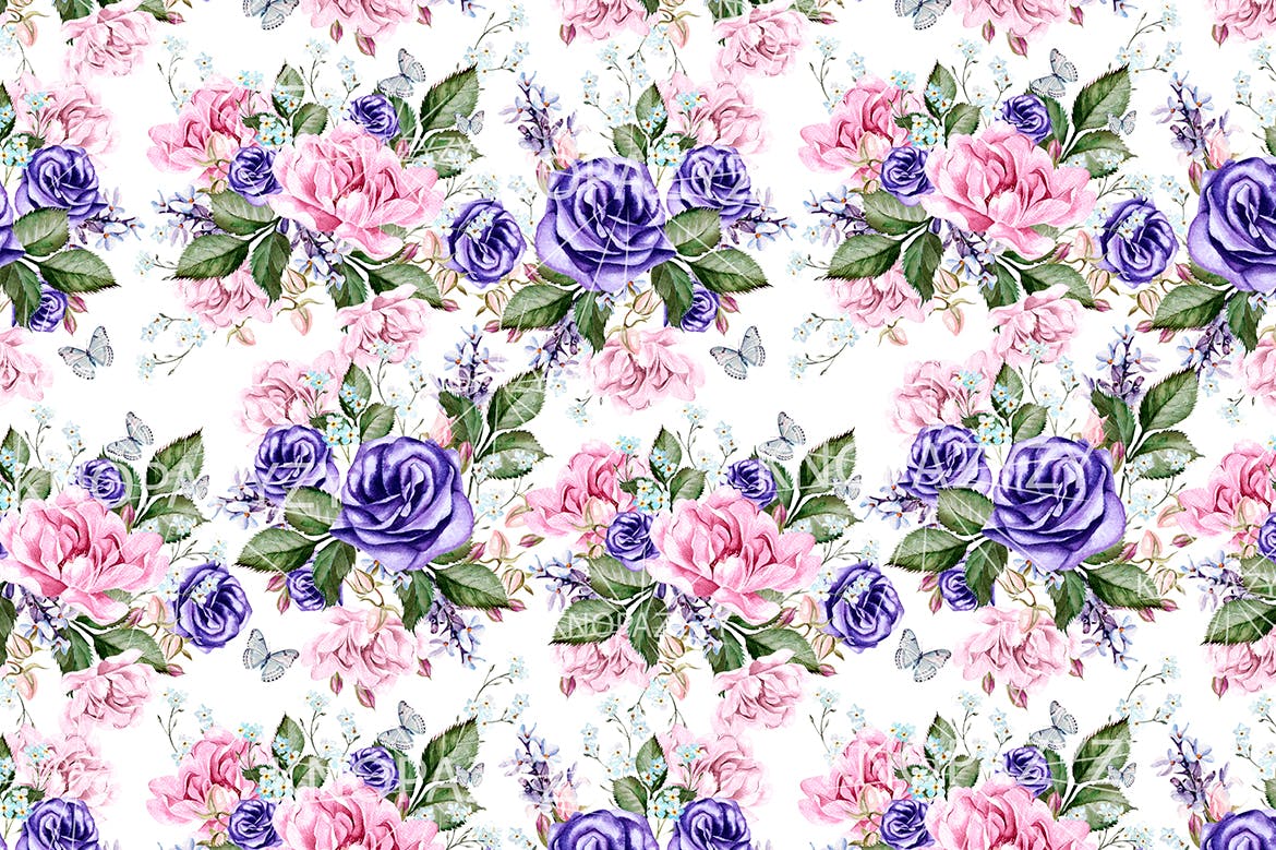 16个水彩多彩花朵图案素材 16 Watercolor Pattern 图片素材 sucaiwan.com