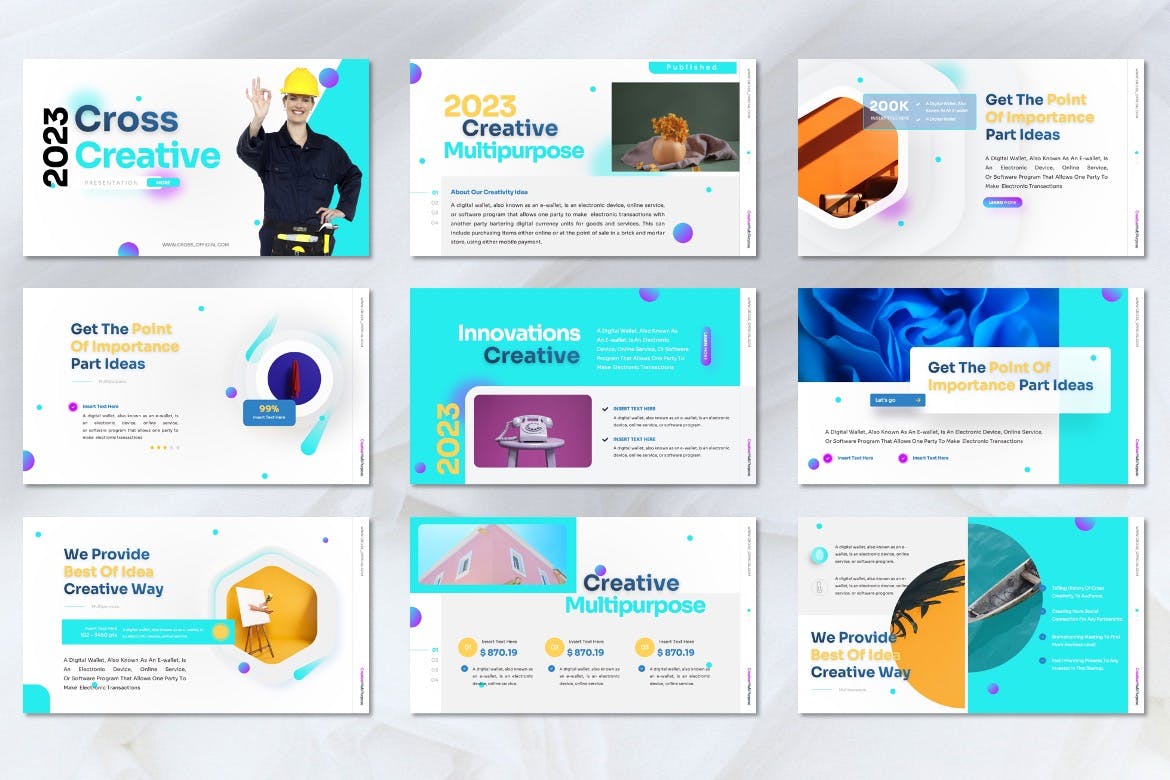 创意设计演示PPT演示文稿 Cross – Creative Powerpoint Template 幻灯图表 sucaiwan.com