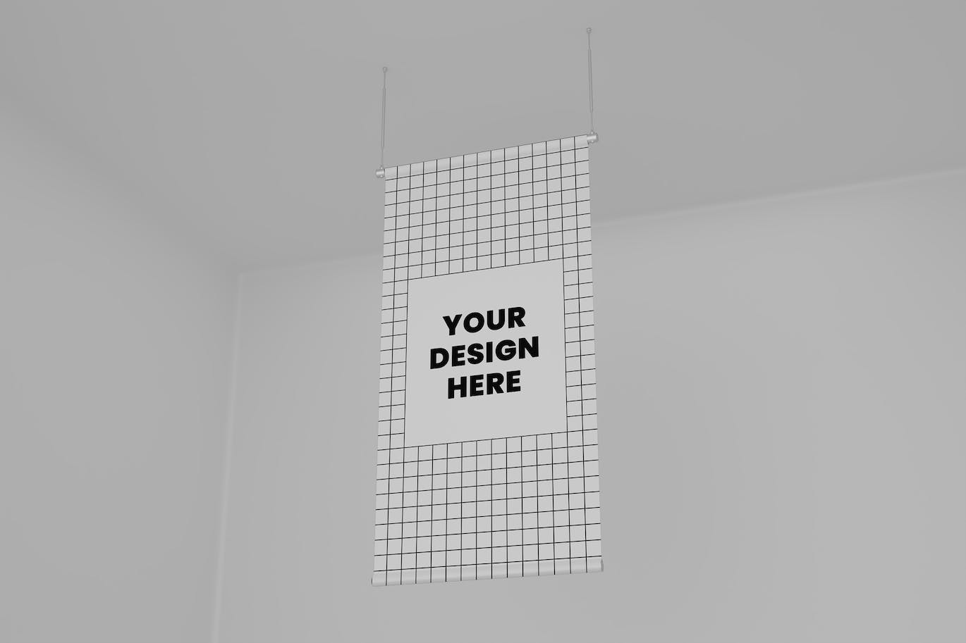 吊挂活动旗帜设计样机图 Event Potrait Banner Mockup 样机素材 sucaiwan.com