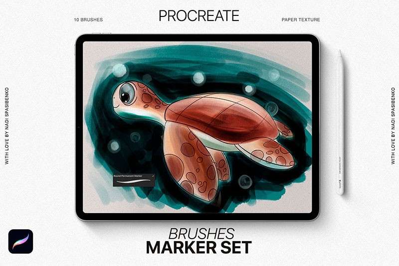 30个马克笔效果Procreate笔刷 笔刷资源 sucaiwan.com