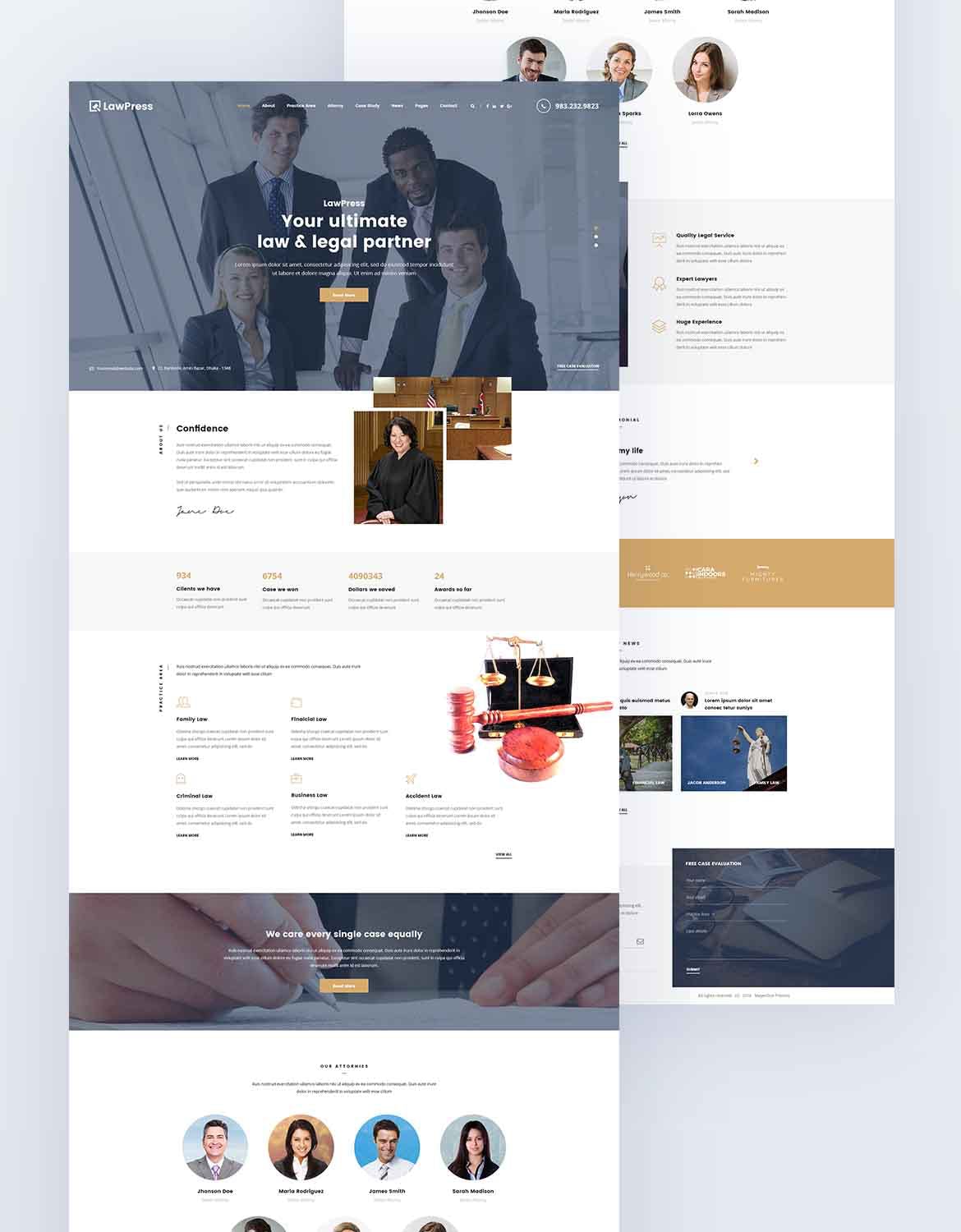 法律/法律机构网站着陆页PSD模板 LawPress – Law, Law Agency Website PSD Template APP UI sucaiwan.com