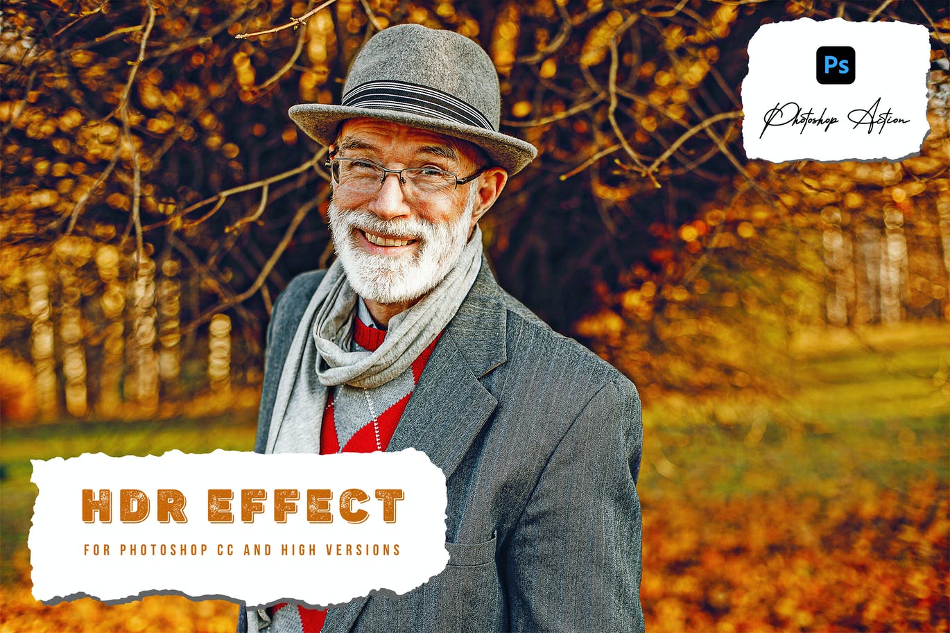 HDR效果照片处理PS动作 HDR Effect Photoshop Action 插件预设 sucaiwan.com