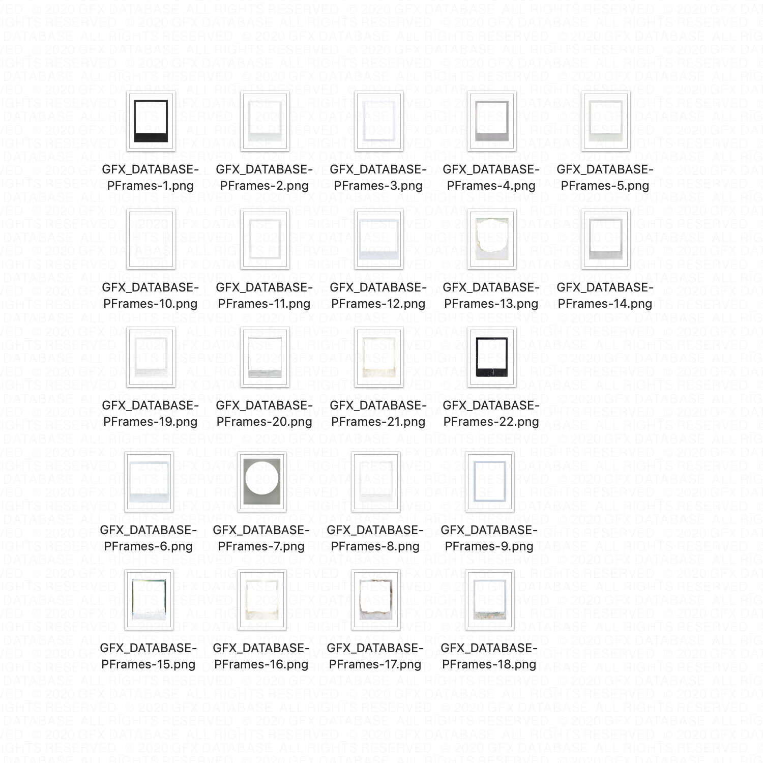22个精美新潮复古脏的损坏风景肖像相框宝丽来相框PNG素材 图片素材 sucaiwan.com