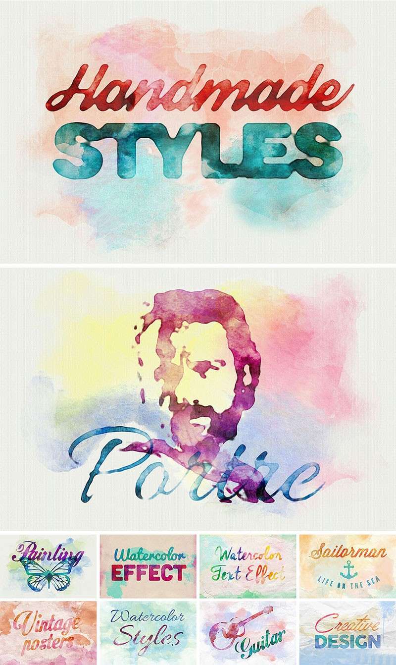 10种水彩文字效果PS图层样式 插件预设 sucaiwan.com