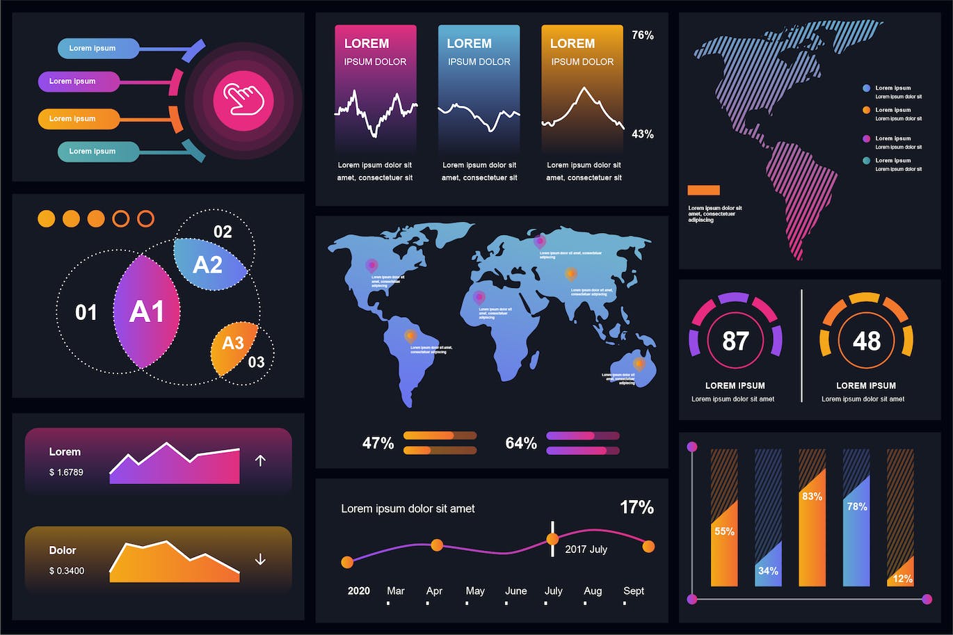 人口数据信息图表设计矢量模板 Infographics Design Template 幻灯图表 sucaiwan.com