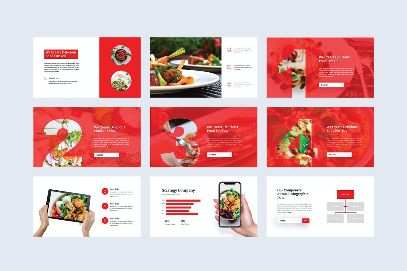 餐馆餐厅推广PPT幻灯片模板 Restaurant – PowerPoint Template 幻灯图表 sucaiwan.com