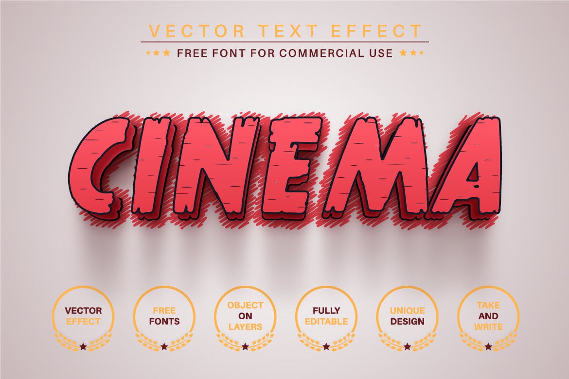 红色线条矢量文字效果字体样式 Pink Heart – Editable Text Effect, Font Style 插件预设 sucaiwan.com