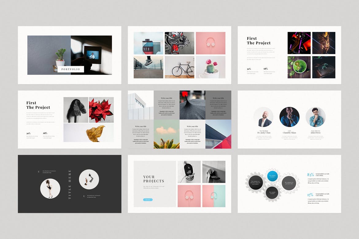 代表作品集Google幻灯片模板下载 Portfolio Google Slides Template 幻灯图表 sucaiwan.com
