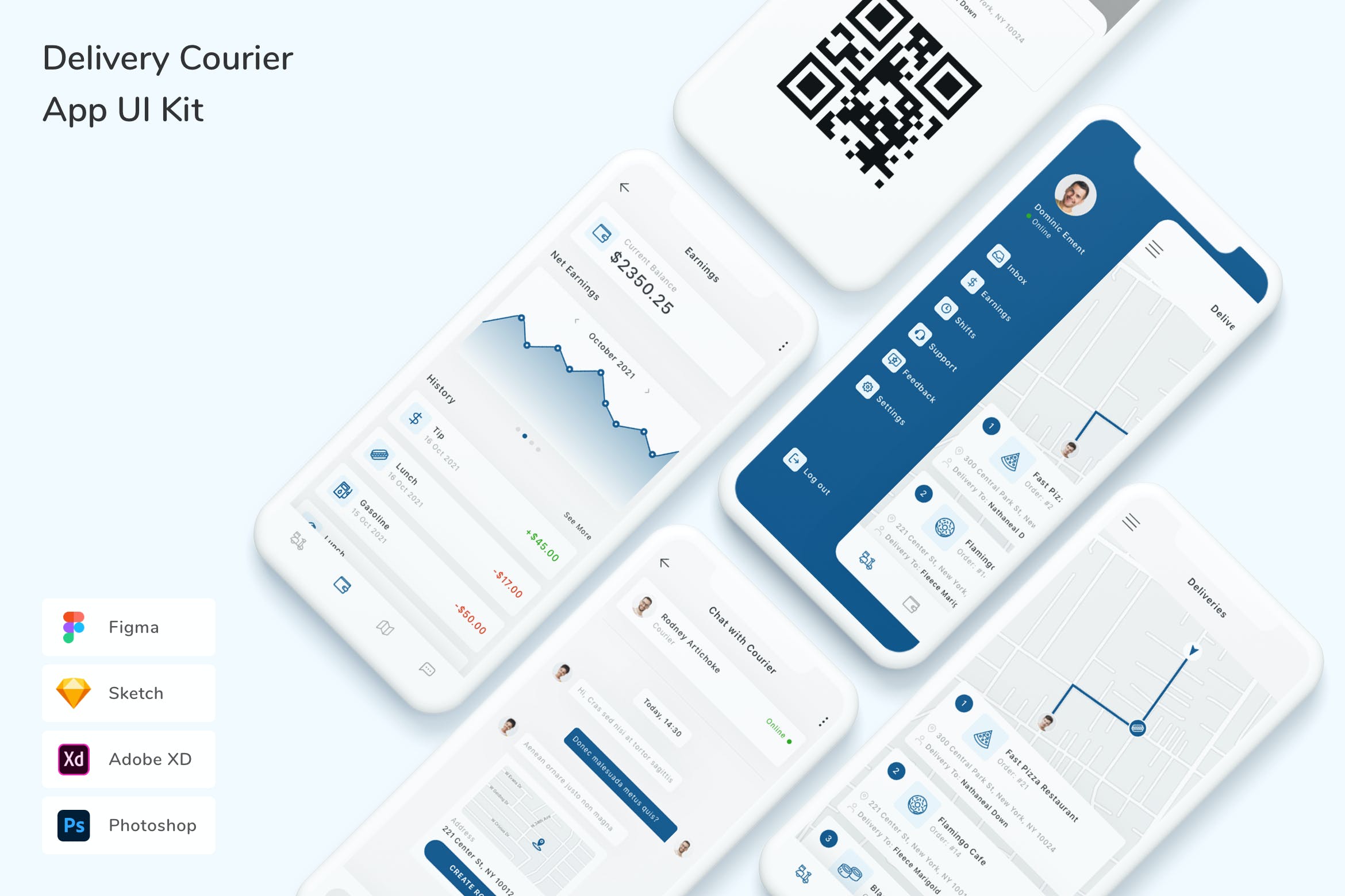 快递送货移动应用UI设计套件 Delivery Courier App UI Kit APP UI sucaiwan.com