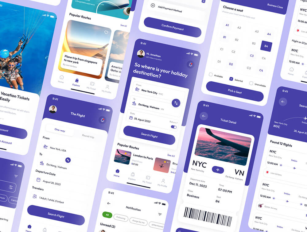 航班预订应用程序UI套件 APP UI sucaiwan.com
