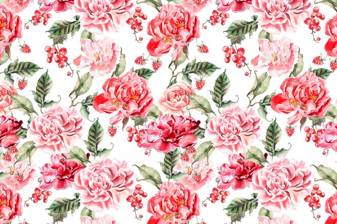 手绘设计水彩花朵图案素材 Hand Drawn Watercolor PATTERNS 图片素材 sucaiwan.com