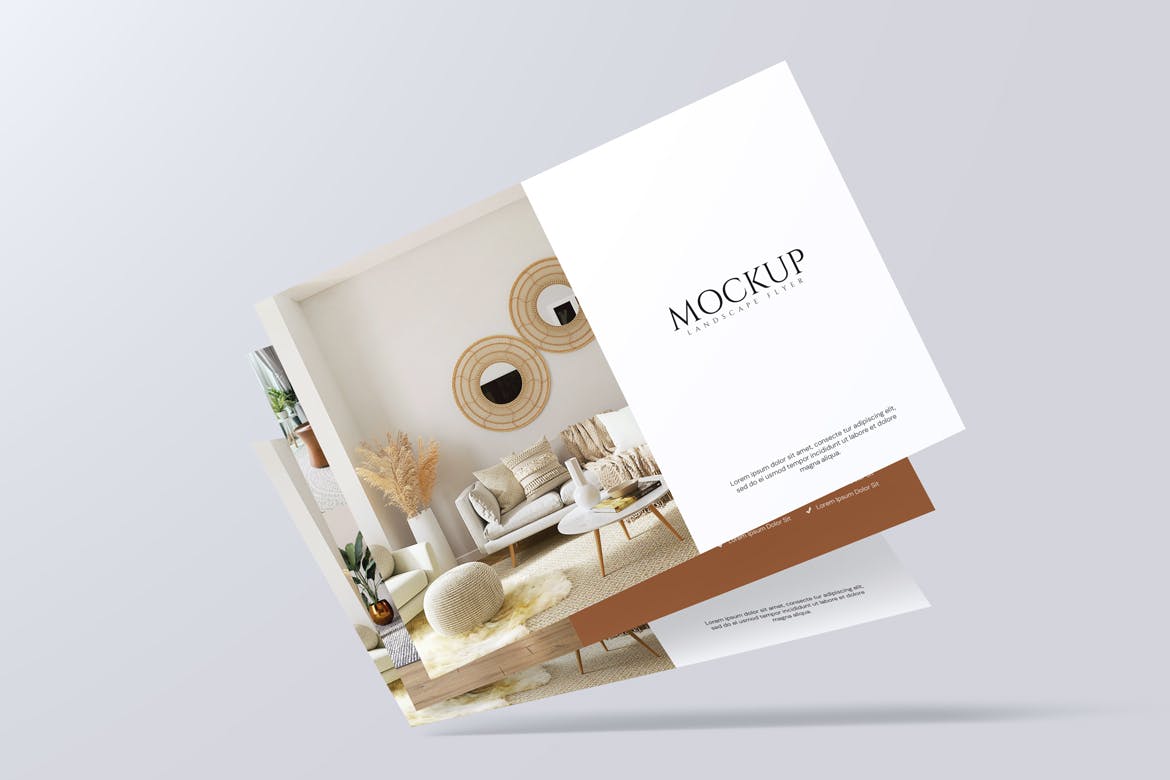 横版产品传单设计样机图 Landscape Flyer Mockup 样机素材 sucaiwan.com