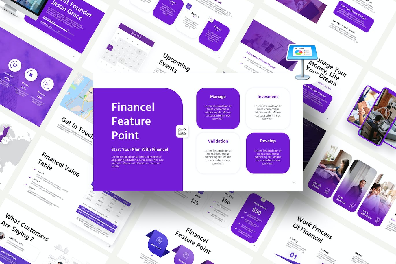 紫色金融财务Keynote演示文稿 Financel Purple Modern Financial Keynote 幻灯图表 sucaiwan.com