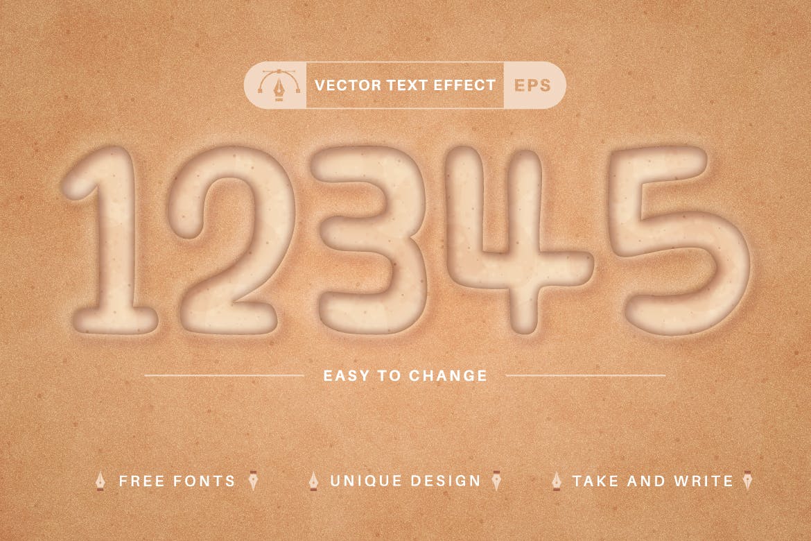 沙滩矢量文字效果字体样式 Sand Beach – Editable Text Effect, Font Style 插件预设 sucaiwan.com