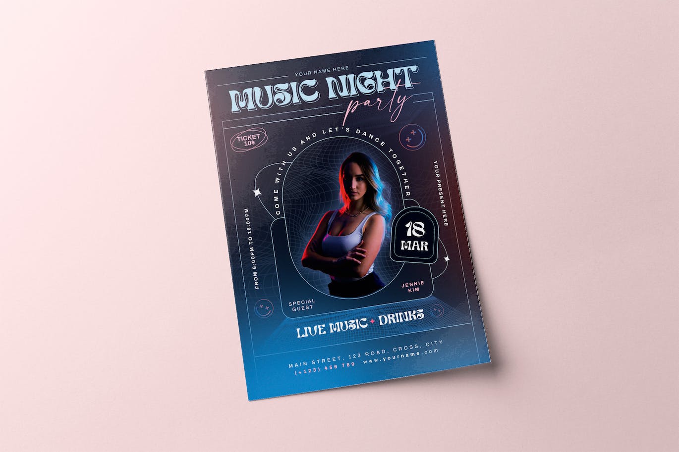 夜间聚会派对宣传单模板 Night Party Flyer 设计素材 sucaiwan.com