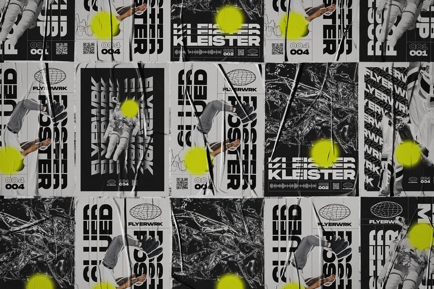 Flyerwrk 高分辨率垃圾摇滚风格手工裁剪撕纸海报纹理PSD模板 图片素材 sucaiwan.com