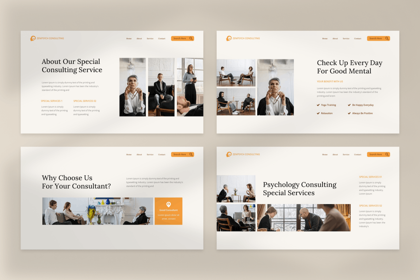 心理学咨询PPT创意模板 Zenpsych – Psychology Consulting Powerpoint 幻灯图表 sucaiwan.com