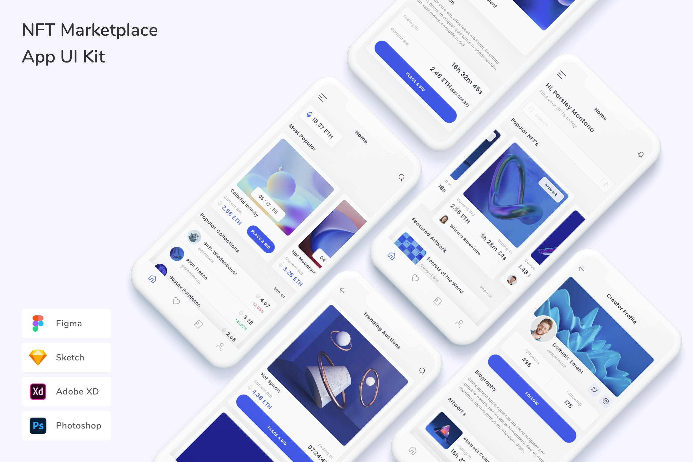 NFT市场移动应用UI设计套件 NFT Marketplace App UI Kit APP UI sucaiwan.com