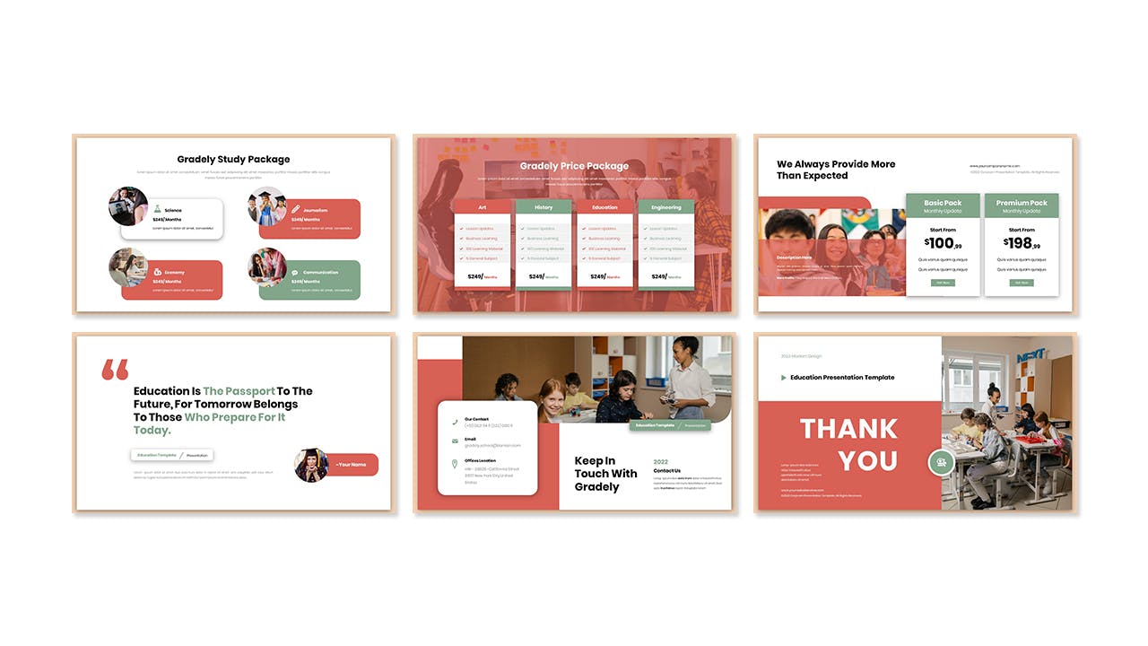 课堂教育PPT幻灯片模板下载 Gradely Education Presentation PowerPoint Template 幻灯图表 sucaiwan.com