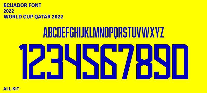 2022年世界杯厄瓜多尔队球衣字体 设计素材 sucaiwan.com