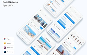社交网络移动应用UI设计套件 Social Network App UI Kit