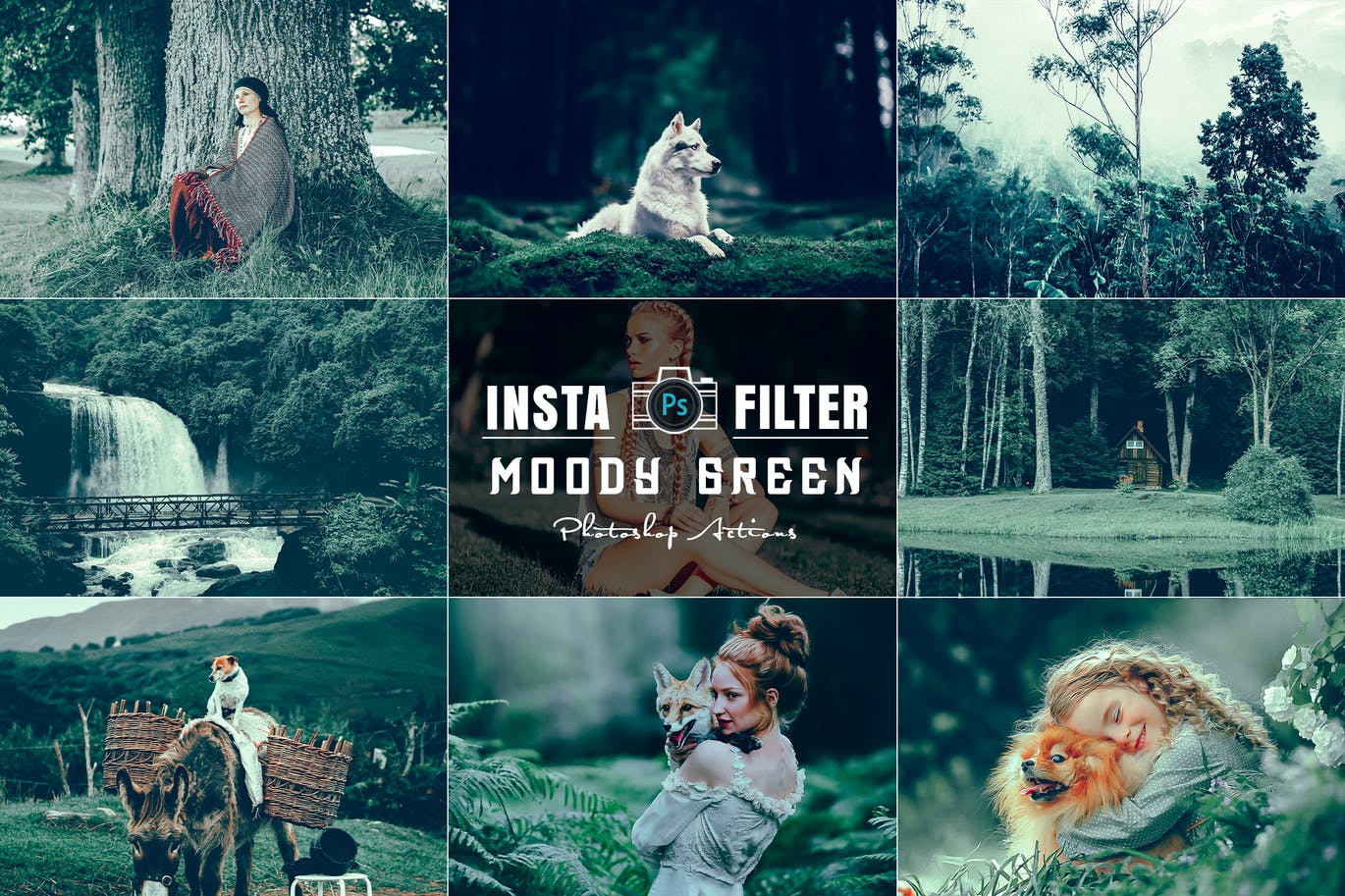 绿色滤镜效果PS动作 Moody Green Cinematic Photoshop Actions 插件预设 sucaiwan.com