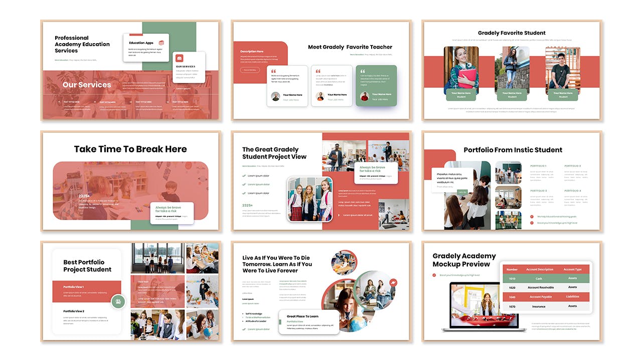 课堂教育PPT幻灯片模板下载 Gradely Education Presentation PowerPoint Template 幻灯图表 sucaiwan.com