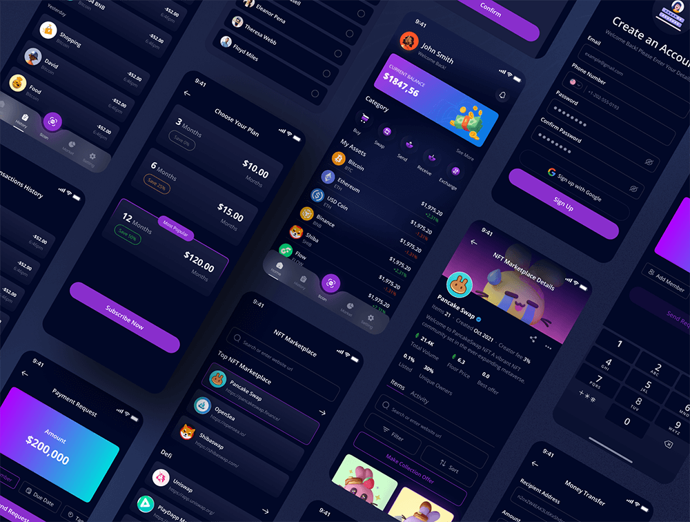 加密钱包App移动应用程序UI套件 APP UI sucaiwan.com