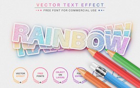 独角兽贴纸矢量文字效果字体样式 Unicorn Sticker – Editable Text Effect, Font Style